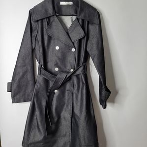 Sunhee Moon Minimalist Lagenlook Denim Trench Coat Size 2 Made in USA